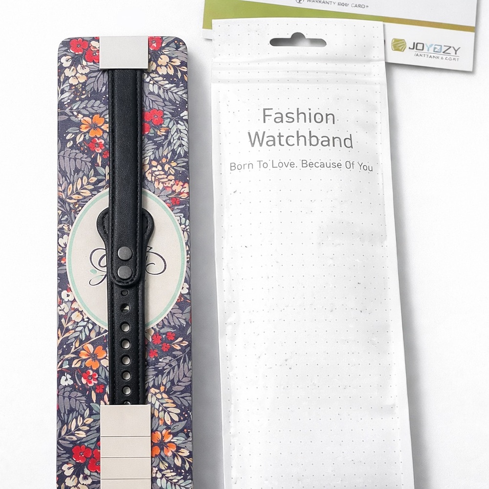 JOYOZY Black Leather Apple Watch Band New Gift Box